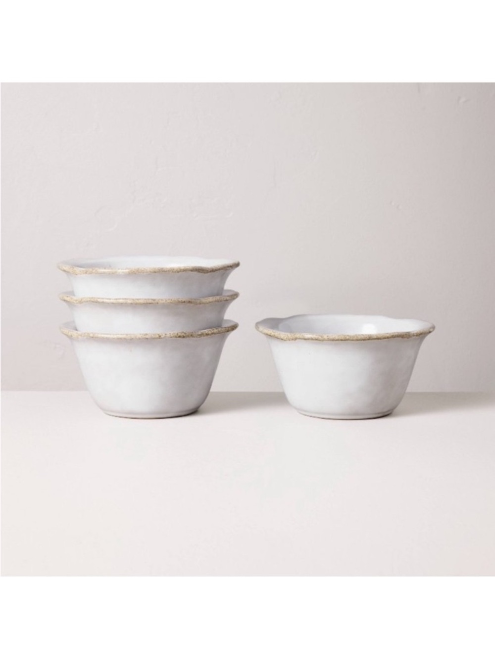 4-Piece Carved Edge Mini Bowls Sour Cream - Hearth & Hand™ with Magnolia NEW!